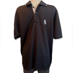 Chicago White Sox Antigua Black Polo Shirt Short Sleeve Design Size Medium